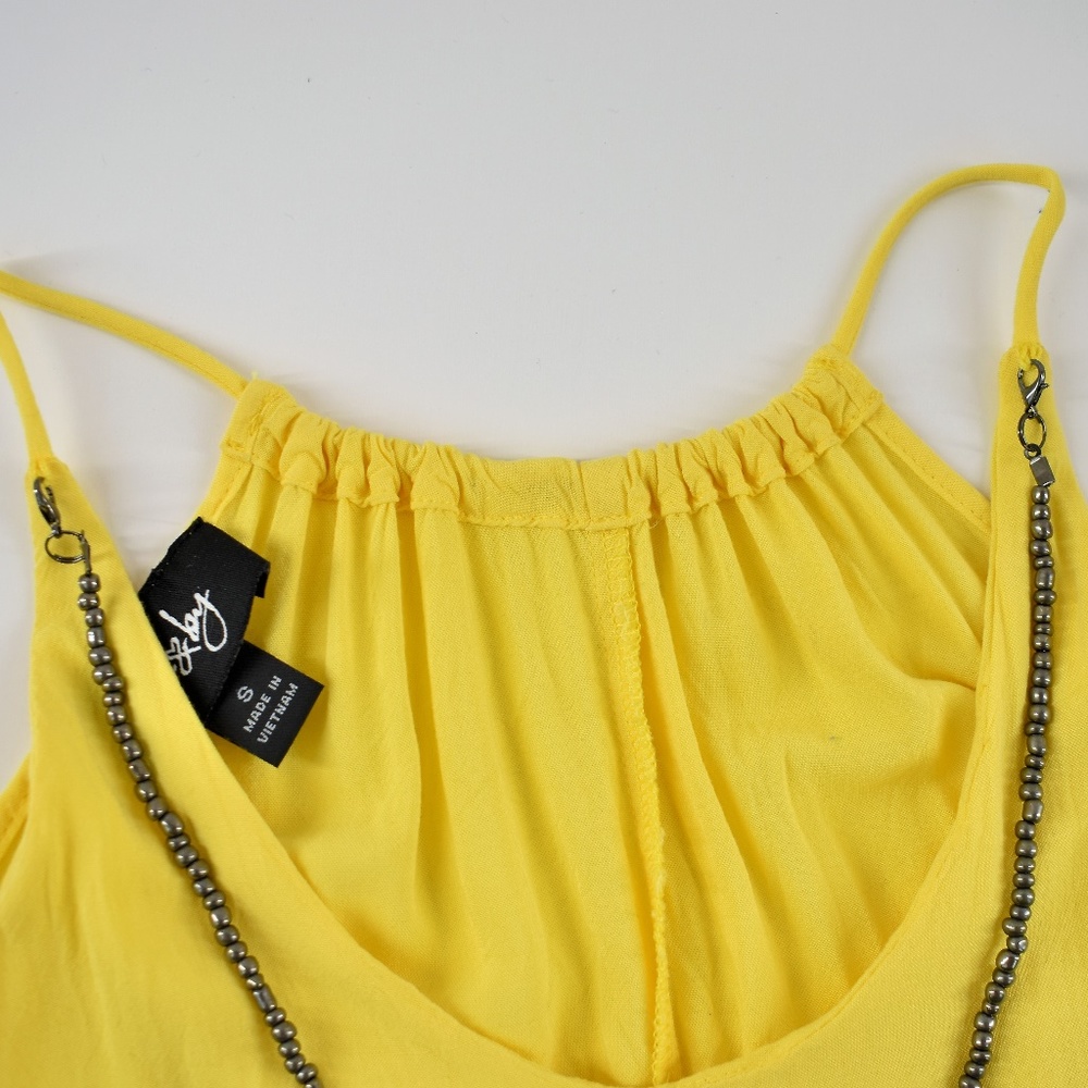 By & By Yellow  Boho Attached Necklace Top Size S - Picture 3 of 7